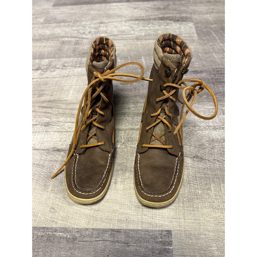 Sperry Top‎ Sider Womens Brown Lace Up Winter Boots Shearling Lined Size 8